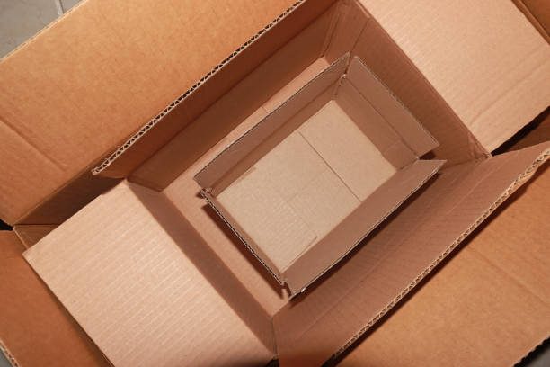 An open corrugated case showing the inner fluting